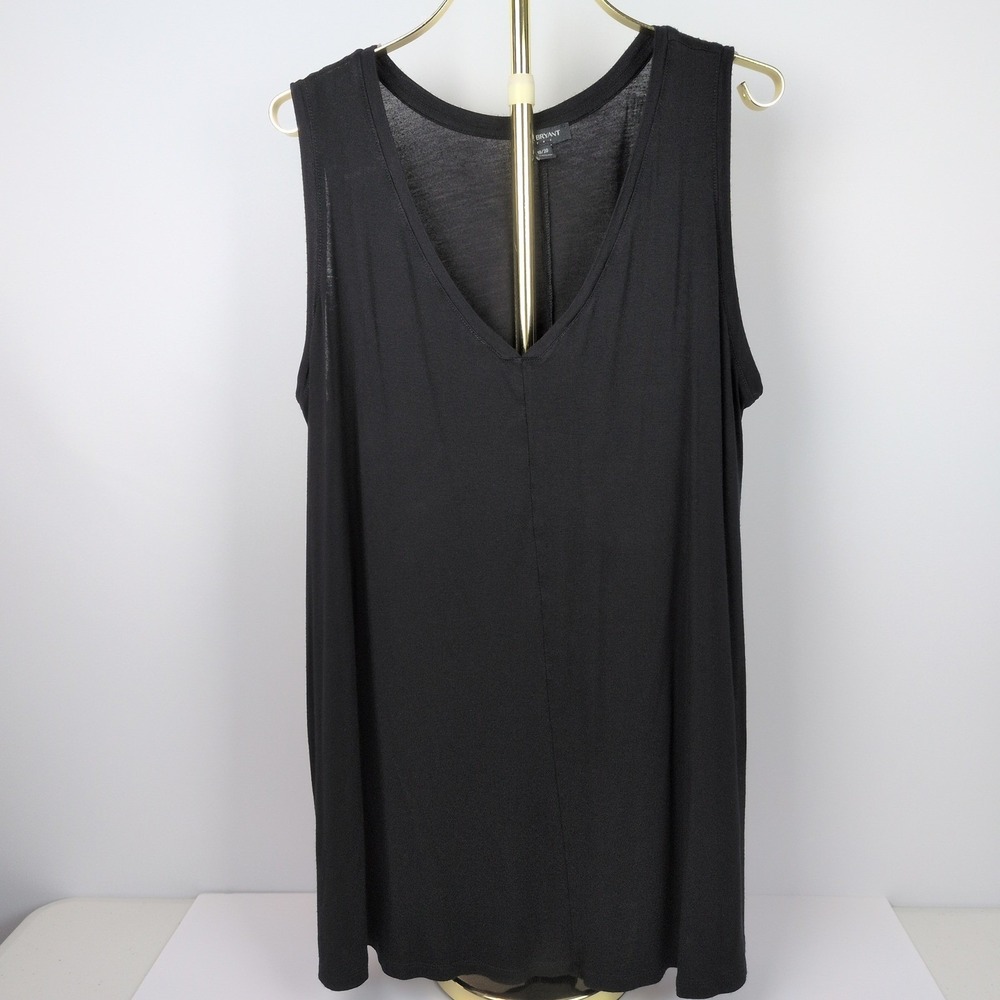 Lane Bryant Women 18/20 Swing V-Neck Tank Top Black Sleeveless Plus Jersey Knit